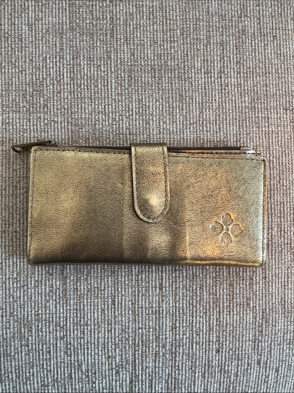 Patricia Nash Metallic Gold Leather Wallet with Snap and Zip
